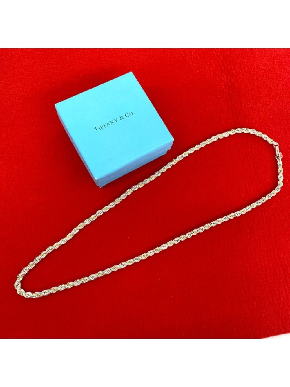 Tiffany & Co Vintage Twisted Rope Necklace Silver Yellow Gold
